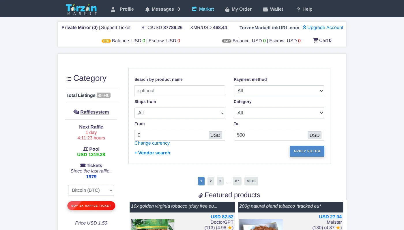 Variety of product categories on Torzon Market for your easy perusal.